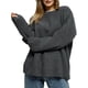 thumbnail image 2 of Suéter de Cuello Redondo para Mujer, Suéter de Punto Holgado e Informal de Larga para Otoño e Invierno. Gris Oscuro L, 2 of 10