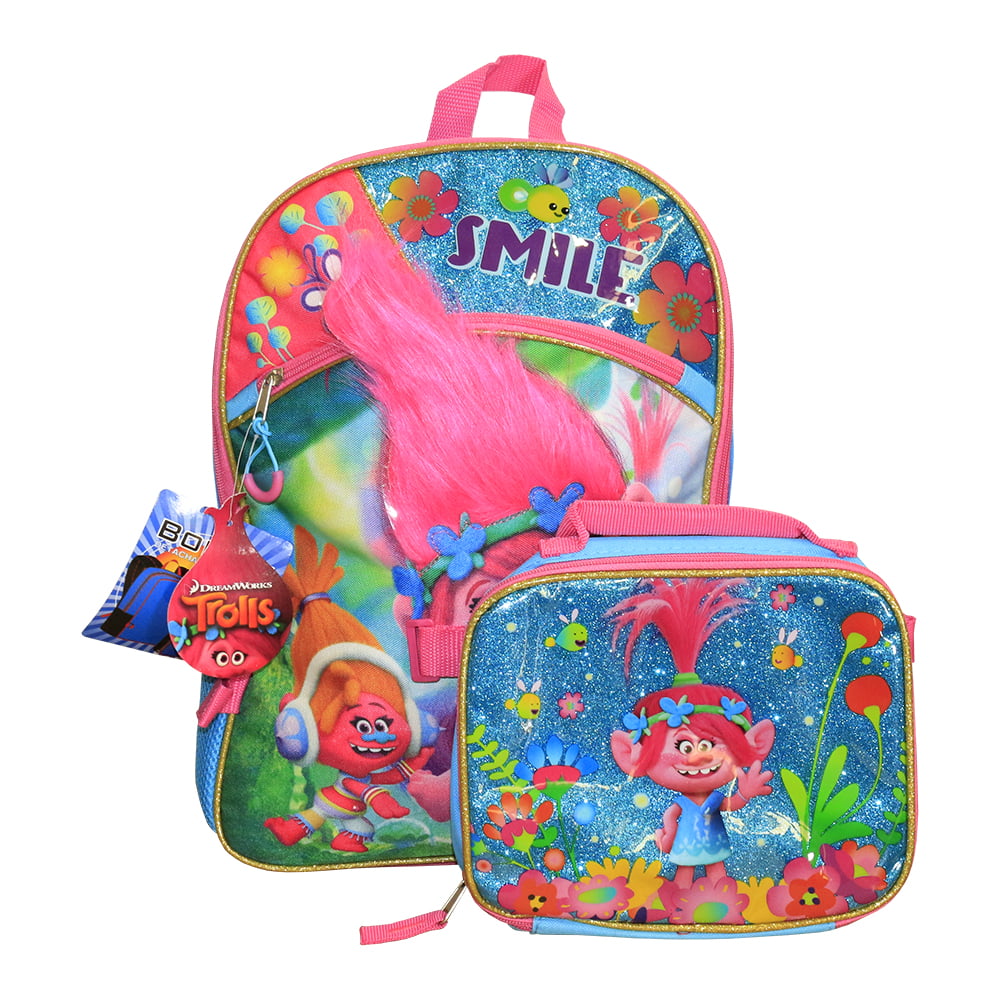 New Trolls Queen Poppy Backpack with Detachable Lunch Box 2 Piece Set for  Kids