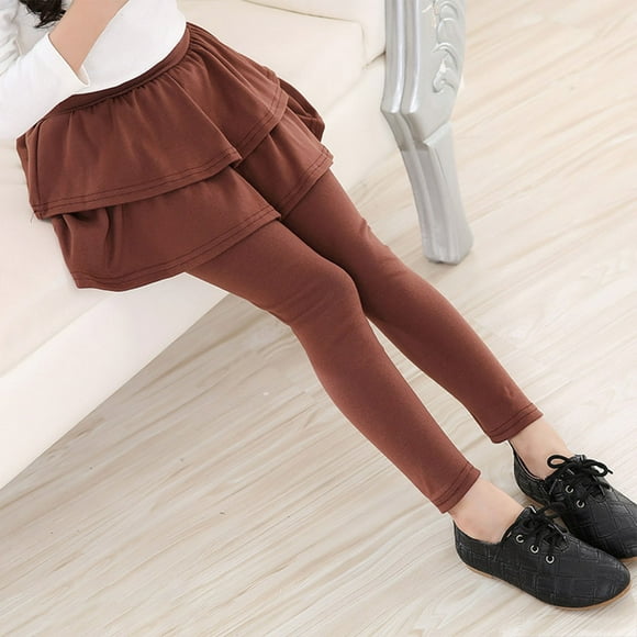 SXcggal One Kids Girls Warm Cute Cake Culottes Leggings With Ruffle Tutu Skirt Pants Little Girls Footless Leggings With Ruffle Tutu Skirt Pants Beautiful Breathable Cute Girl Dress