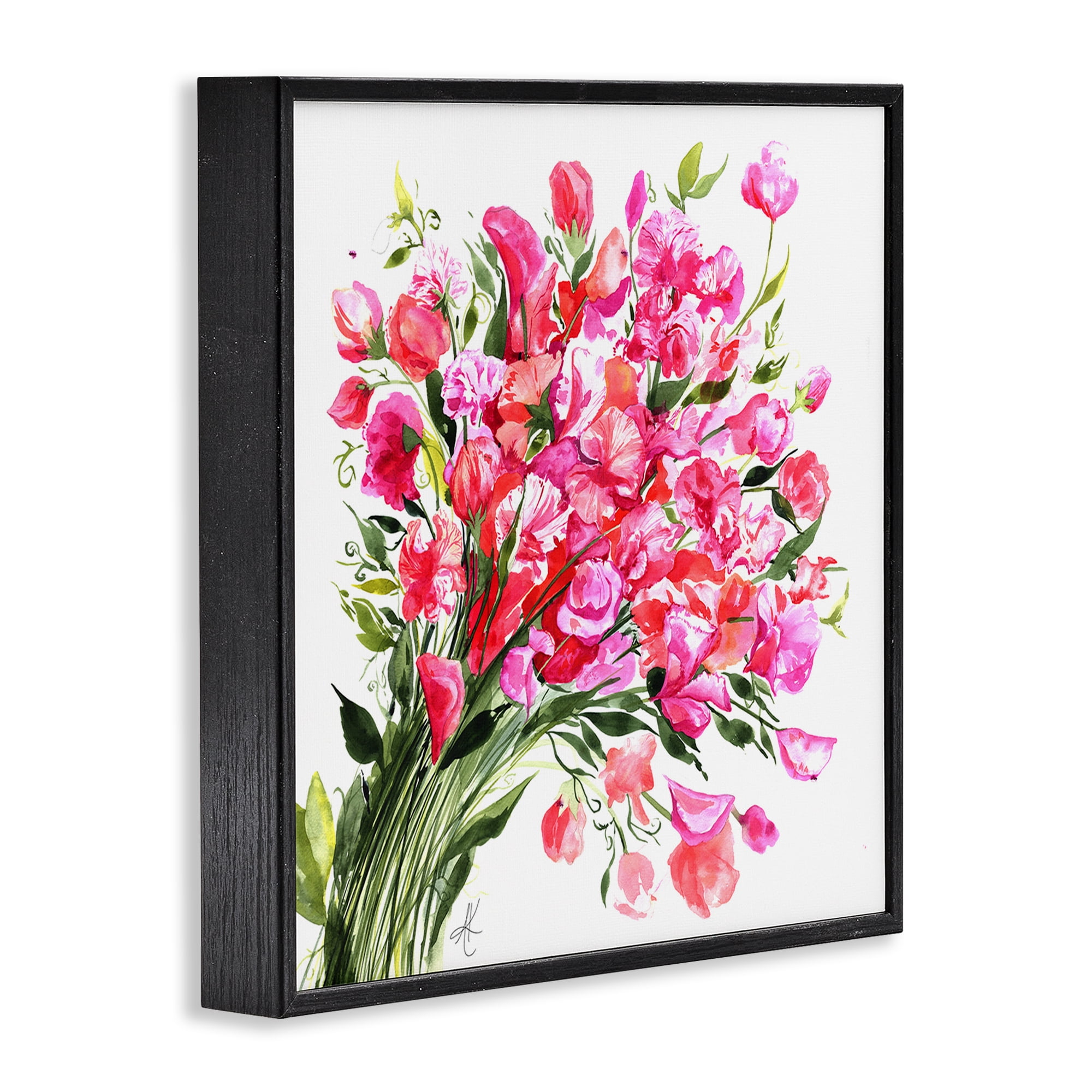 Stupell Industries Sweet Pea Bouquet Botanical & Floral Painting Black Framed Art Print Wall Art, 24 x 24