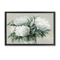Stupell Industries Full Hydrangeas in White Plants & Flowers Painting Black Floater Framed Canvas Art Print Wall Art, 31 x 21