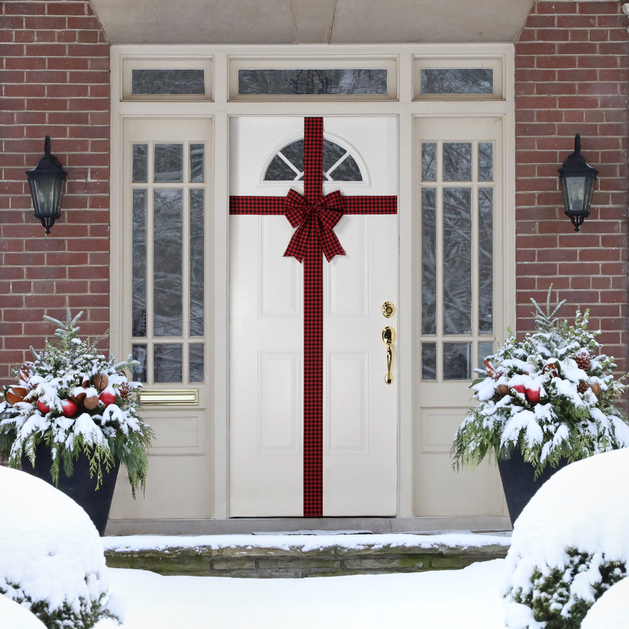Northlight 14' Red Buffalo Plaid Christmas Door Bow