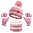 thumbnail image 1 of Border Children's Winter Knit Warm Hat Bib Gloves 3-Piece Set for Cold Weather, 1 of 9