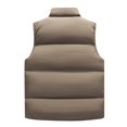 thumbnail image 4 of YLSDY Men's Puffer Vest Winter Warm Sleeveless Jacket Stand Collar Zip Up Outerwear Khaki L, 4 of 4