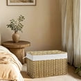 thumbnail image 2 of LEDREM Storage Basket with Lid, Large 105L Foldable PP Rattan Bin with Metal Frame, Removable Liner, Handles, Multi-Room Use, Natural, 2 of 6