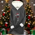 thumbnail image 4 of ShiShine Womens Sherpa Fleece Pullover Hoodie Christmas Wine Glass Santa Hat Glitter Print Long Hooded Top Winter Warm Loungewear, 4 of 6