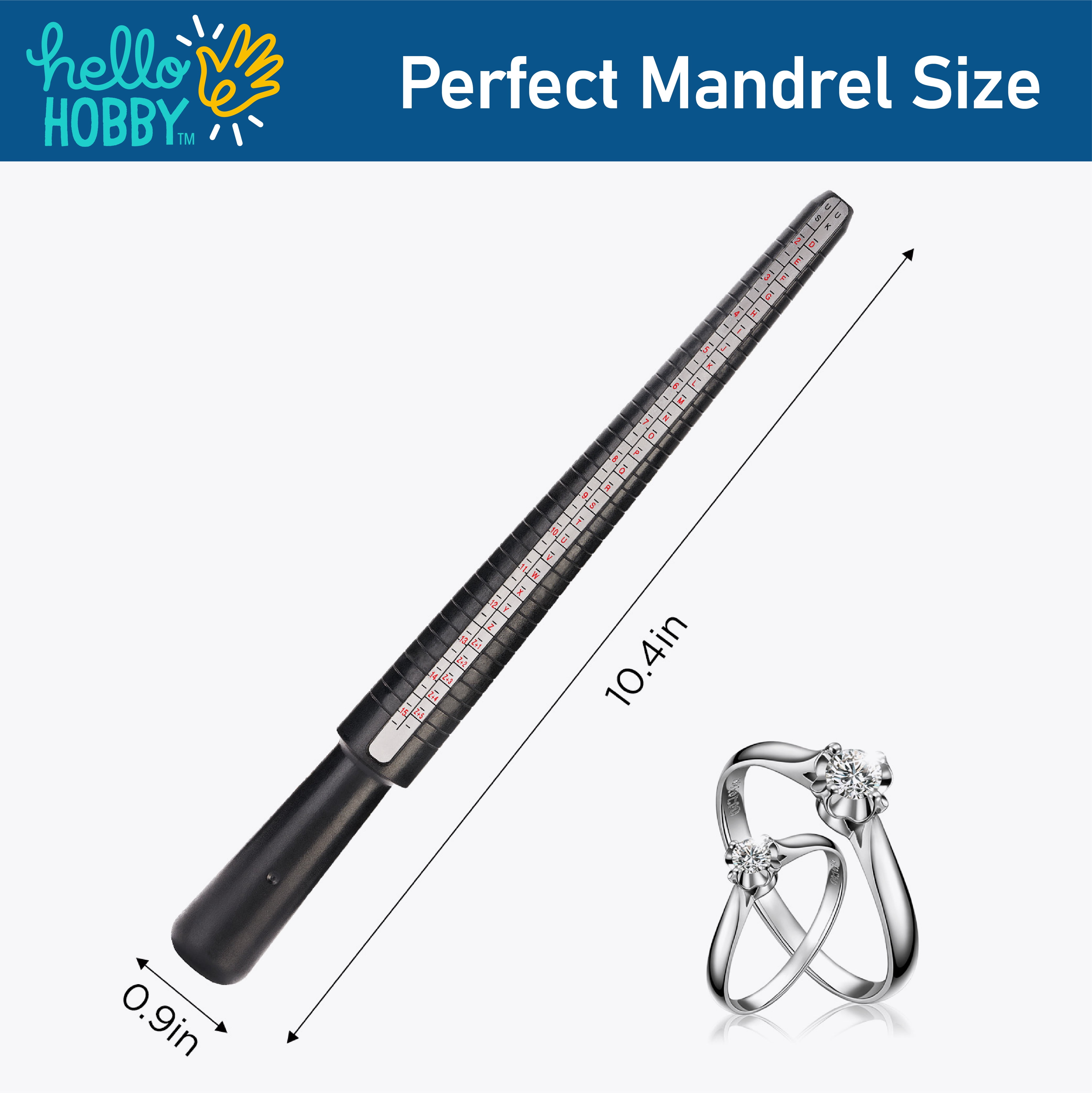 Hello Hobby Plastic Ring Mandrel – Lightweight Ring Sizer, Shaping & Display Tool for Jewelry Making & DIY Crafts