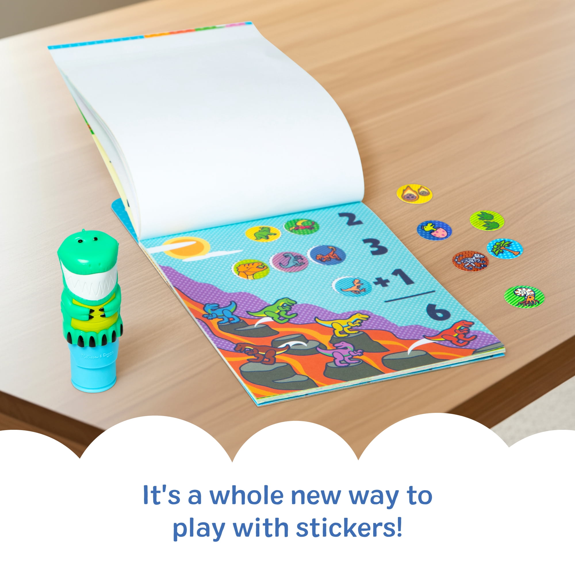 (2 pack) Melissa & Doug Sticker WOW!™ 24-Page Activity Pad and Stamper, 300 Stickers, Arts and Crafts Fidget Toy Collectible Character – Dinosaur