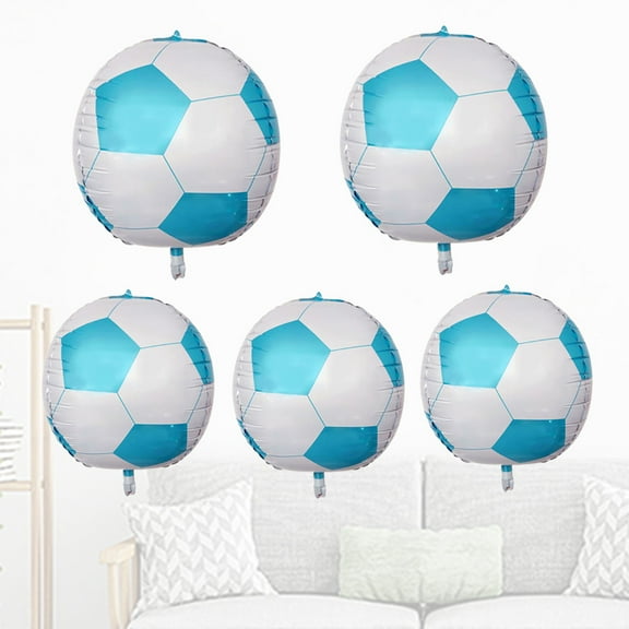 CATIEBYE Foil Soccer Balloons Sky-Blue for Sports Themed Parties 5Pcs