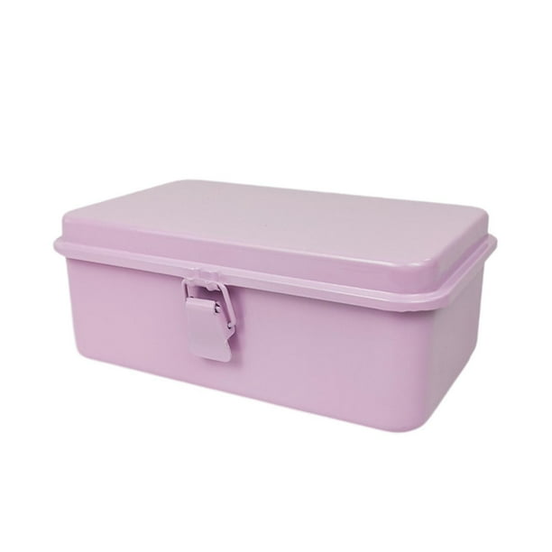 Caja de almacenamiento de metal estilo retro con tapa, soporte de escritorio, caja vacía para manualidades Rosa