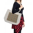 thumbnail image 2 of Vintage Shopping Bag, Abstract Colorful Squares with Little Dots Inside Diagonal Checkered Retro Pattern, Eco-Friendly Reusable Bag for Groceries Beach and More, 15.5" X 14.5", Cream, by Ambesonne, 2 of 2