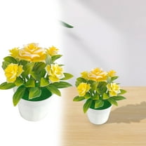 Yellow Artificial Potted Flower Plant for Indoor Outdoor Decor, By Meiiso, Large Inventory!