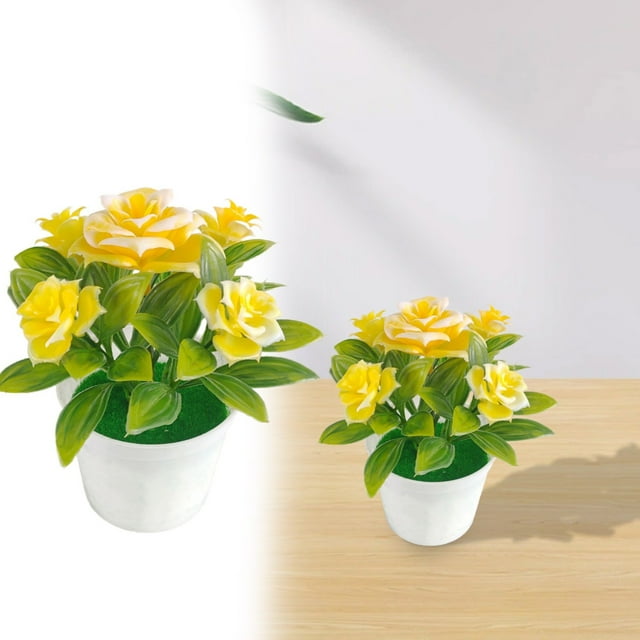 Artificial Potted Yellow Potted Lifelike Artificial Plastic Simulation Flowers Pot For Home Flowers For 1*Simulation Potted Plant
