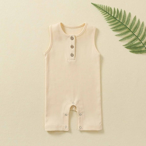 Lisbinx for Home toddler Baby Girls Boys Sleeveless Solid Color T-Shirt Jumpsuit Romper