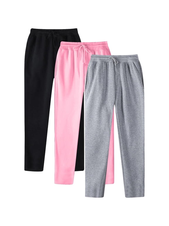 Dagegui Winter Sweatpants for Men Fleece Running Athletic Pants Soft Comfy Elastic Waist Drawstring Sweatpant with Pockets 3 Pieces Pink XXXL