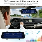 Podofo 9.66 Touch Screen Car Rearview Mirror Dash Cam 2 Cameras Driving Recorder Wireless Carplay Android Auto Aux Touch Screen Voice Control,with 64GB Card