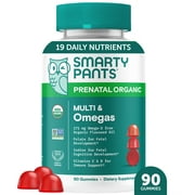 SmartyPants Prenatal Organic Multi & Omega-3 Gummies, New Packaging, Same Premium Nutrients, 90 Ct