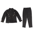 thumbnail image 1 of Traje de negocios de color puro para mujer, pantalones ajustados, cómodos, transpirables, de color liso, conjunto de traje de trabajo de oficina, negro, XL, 1 of 15