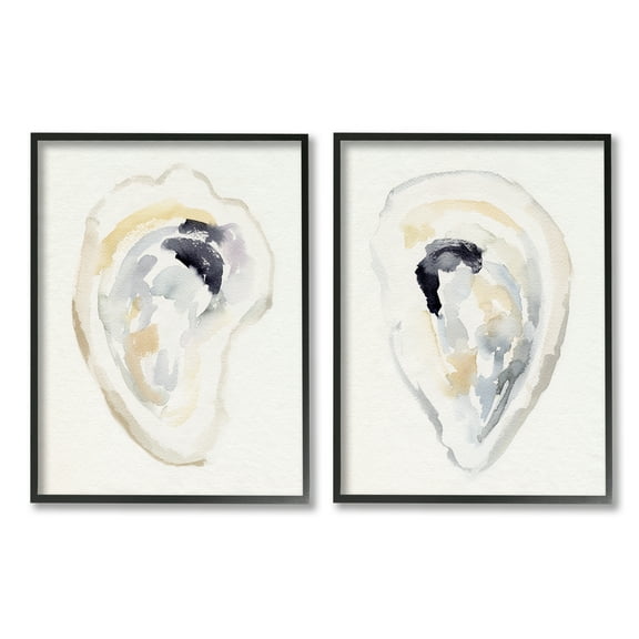 Stupell Industries Abstract Watercolor Detail Oyster Clam Shell Framed Wall Art, 24 x 30, Design by Victoria Barnes