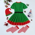 thumbnail image 4 of Wuxian Matching Christmas Outfits 4 Piece Christmas Santa Suits Sets Color Blocl Long Sleeve Stripped Dress Suit With Cute Hat Socks Themed Party For Mom Festival Party Clothes,A,170, 4 of 5