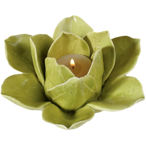 HomArt Lotus Tea Light Holder, Green