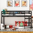 thumbnail image 3 of Miniyam Wood Twin Size Loft Bed for Kids, Space-Saving Design, Black, 3 of 7