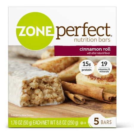 ZonePerfect Nutrition Bar, Cinnamon Roll, 15g Protein, 5 (Best Nutrition Bars 2019)