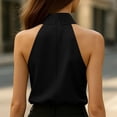 thumbnail image 5 of BILIKEYU Women Blouse, Tie Neck Halter Sleeveless Bow Front Chiffon Top Lightweight Breathable Work Office Casual Blouses Going Out Vacation Trendy Cute Fit Summer, Black, 5 of 8