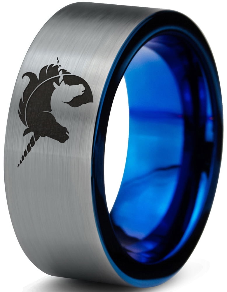 Tungsten Yin Yang Mythical Unicorns Band Ring 8mm Men Women Comfort Fit