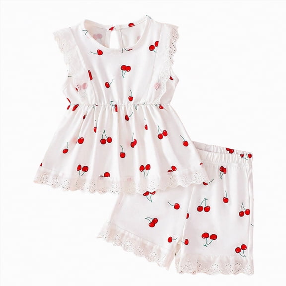 TOWED22 Baby Toddler Sweet 2pcs Outfits Tank Tee Sleeveless and Shorts Adorable Summer Clothing Sets Lovely(Red,12-18 M)