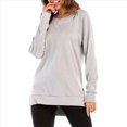thumbnail image 2 of Sudadera de Mujer de Color Liso con Cuello Redondo, Larga y Abertura Frontal Corta y Trasera Larga Gris XXL, 2 of 10