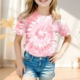 thumbnail image 2 of 3t Shirts Girls Tie Dye Print Short Sleeve T Shirt Fashion Cool Crew Neck Summer Tops Children's Shirts Pink,130, 2 of 4