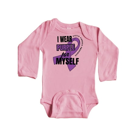 

Inktastic I Wear Purple For Myself Cystic Fibrosis Awareness Gift Baby Boy or Baby Girl Long Sleeve Bodysuit