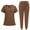 1-brown, variant on Scrubs for Women Set, Modern V-Neck Scrub Top & Jogger Scrub Pants with Multi Pockets Professionals Soft Stretch Athletic Nursing Uniform Workwear (White)