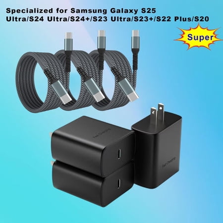 LASJPOB-Super Type-C Charger Fast Charging Block45 W USB C Fast Charger with Type-C Cables for S ansung Galaxy S25 Ultra/S24 Ultra/S24+/S23 Ultra/S23+/S22 Plus/S20/S9/Android Phone