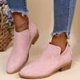 thumbnail image 5 of Caqnni Women's Ankle Boots Low Chunky Stacked Heel Comfortable Round Toe booties with Side Zipper Shoes Fall Winter Ankle Boots (8.5,Pink), 5 of 7