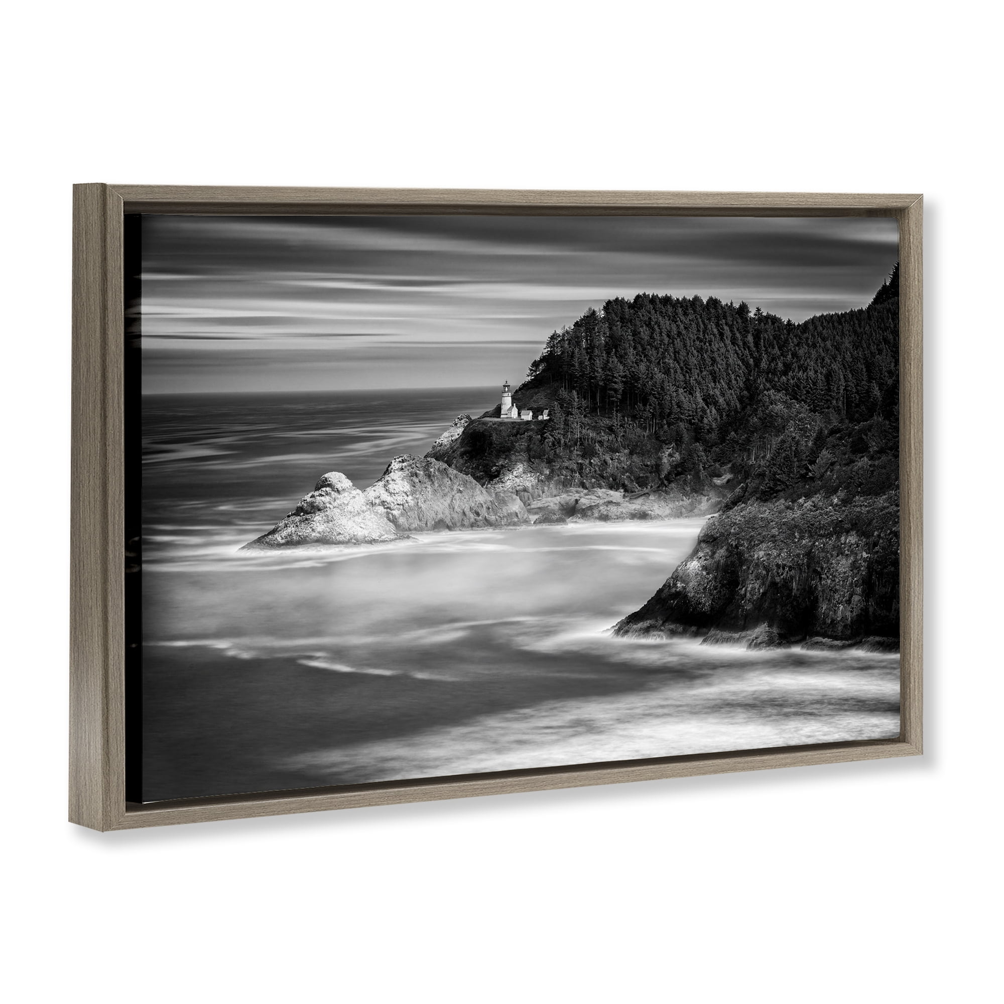 Stupell Industries Perched Above The Pacific Brown Framed Floater Canvas Wall Art, design by Rick Berk