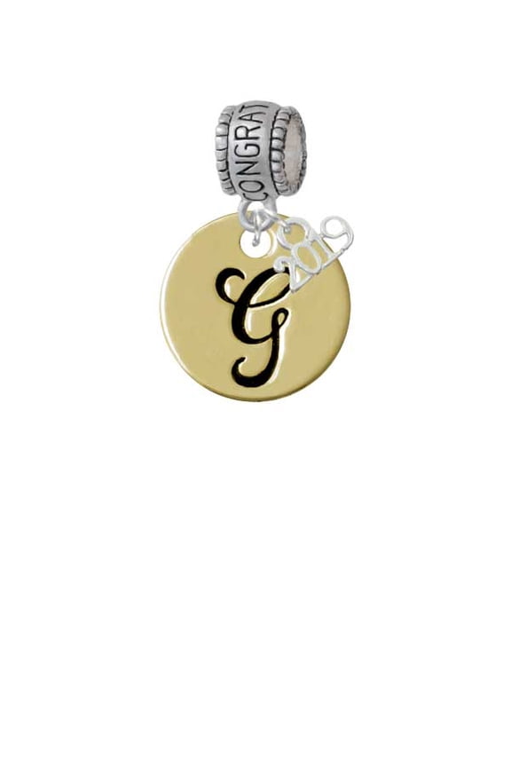 Goldtone Large Disc Letter - G - 3/4'' - 2019 Congraduations Charm Bead