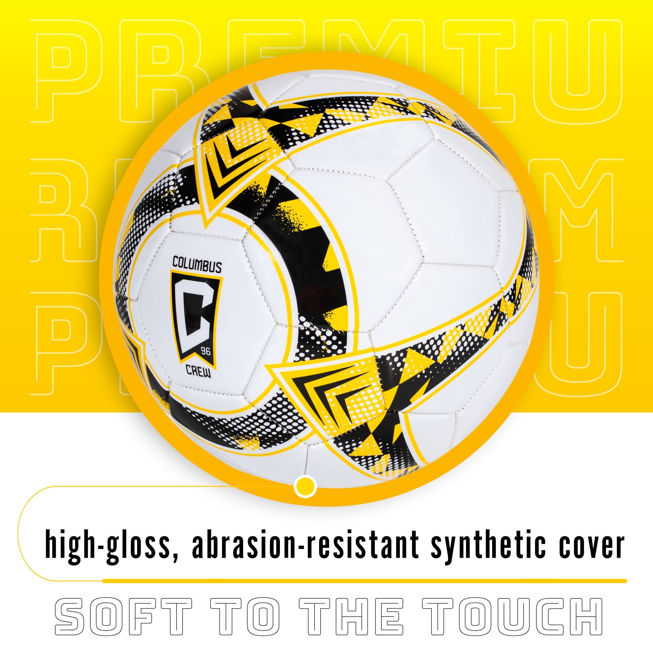 Franklin Sports MLS Columbus Crew SC Soccer Ball - Official Size 5 Soccer Ball - Regulation Size + Weight Soccer Ball for Kids + Adults - Boys + Girls Soccer Ball - Air Pump Included