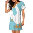 thumbnail image 2 of Pofeuu Three White Geese Print Women's Loose Fit Short Sleeve Nightgown, Comfortable Sleep Dress for Women, Casual Lounge Sleepwear, Soft Cotton Sleep Dress, 2 of 6