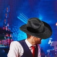 thumbnail image 4 of Sombrero de fiesta de vaquero Gorros holográficos iluminados para rave Accesorios de disfraces Sombreros divertidos Sombrero de espacial Sombr Negro, 4 of 8