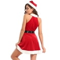 thumbnail image 4 of ZDHoor Women Mrs. Claus Santa Christmas Costumes Dress Outfits with Hat Sleeveless Skirt Party Dress Red 3XL, 4 of 7