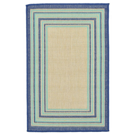 Liora Manne Multi Border Indoor/Outdoor Rug Natural 23 Inches X 35 Inches Blue
