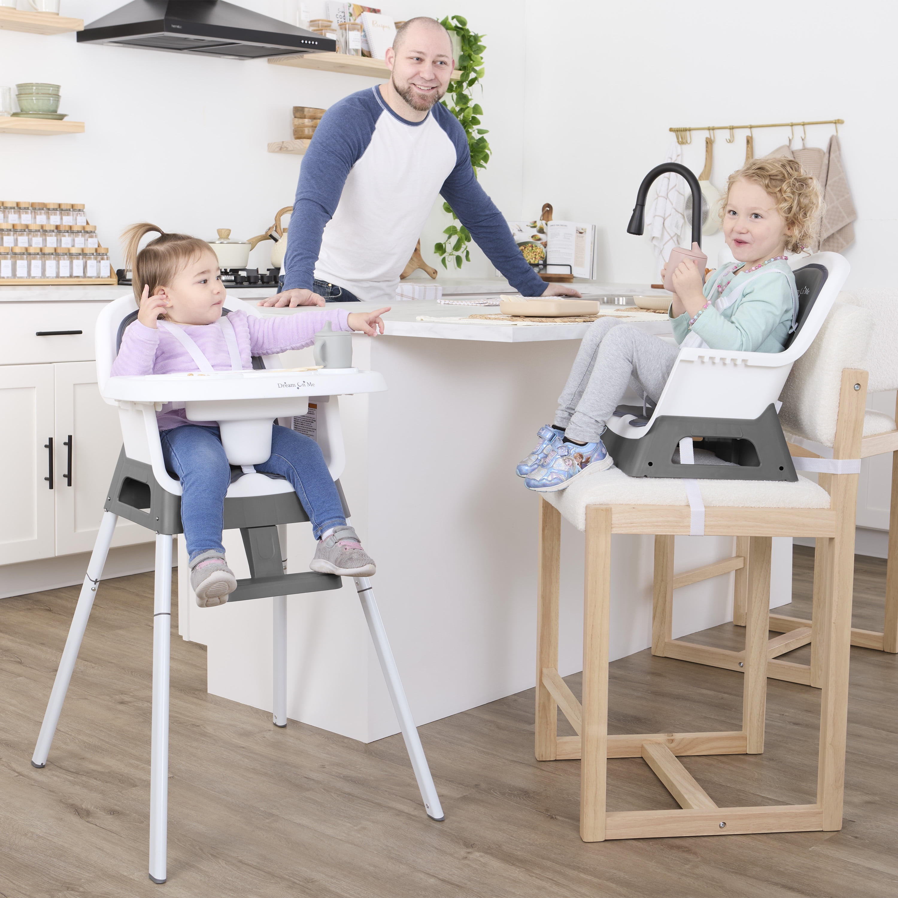Dream On Me Lightweight & Convertible Curio Sit N Seek High Chair, Grey