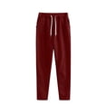 thumbnail image 3 of LWavelet Elastic Waist Straight Leg Pants with Drawstring & Pockets Soft Stretchy Casual Lounge Trousers Wine 2XL, 3 of 4