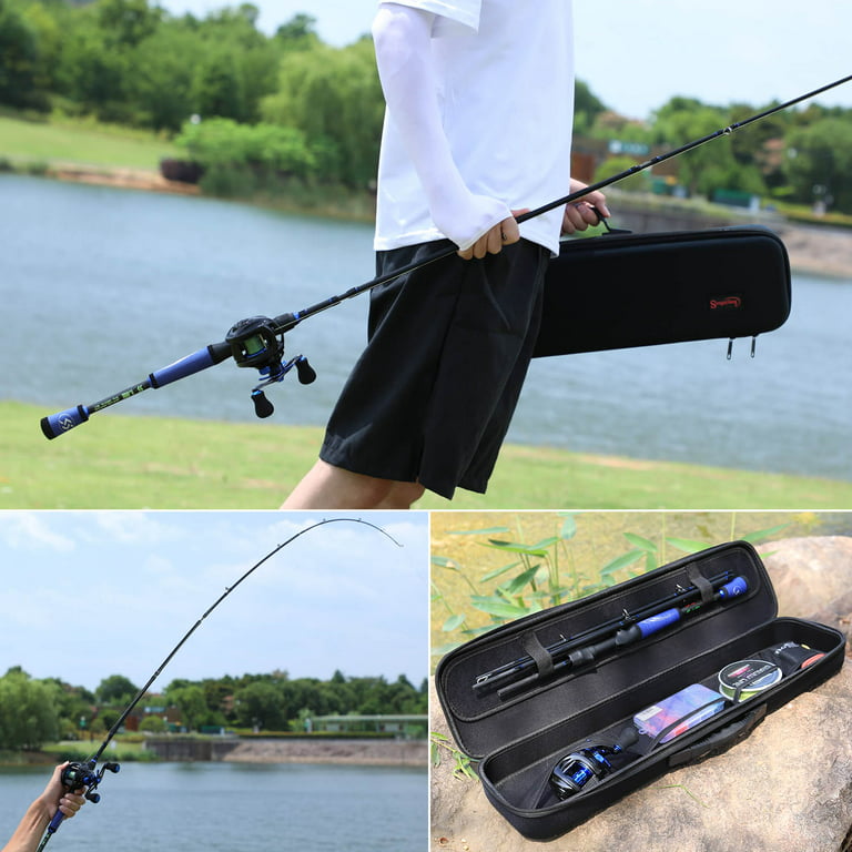 Sougayilang Fishing Bag Full Kit Baitcaster Combo - Casting Pole with Blue Diamond Baitcast Reel, Size: 5′10′′