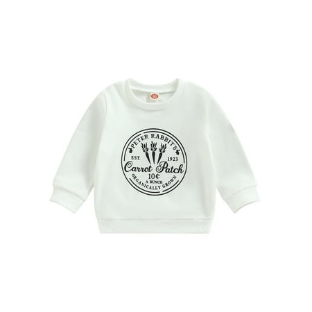 

Easter Kids Baby Girls Boys Sweatshirts Rabbit Letter Print Long Sleeve Crew Neck Pullovers Tops Spring Hoodies