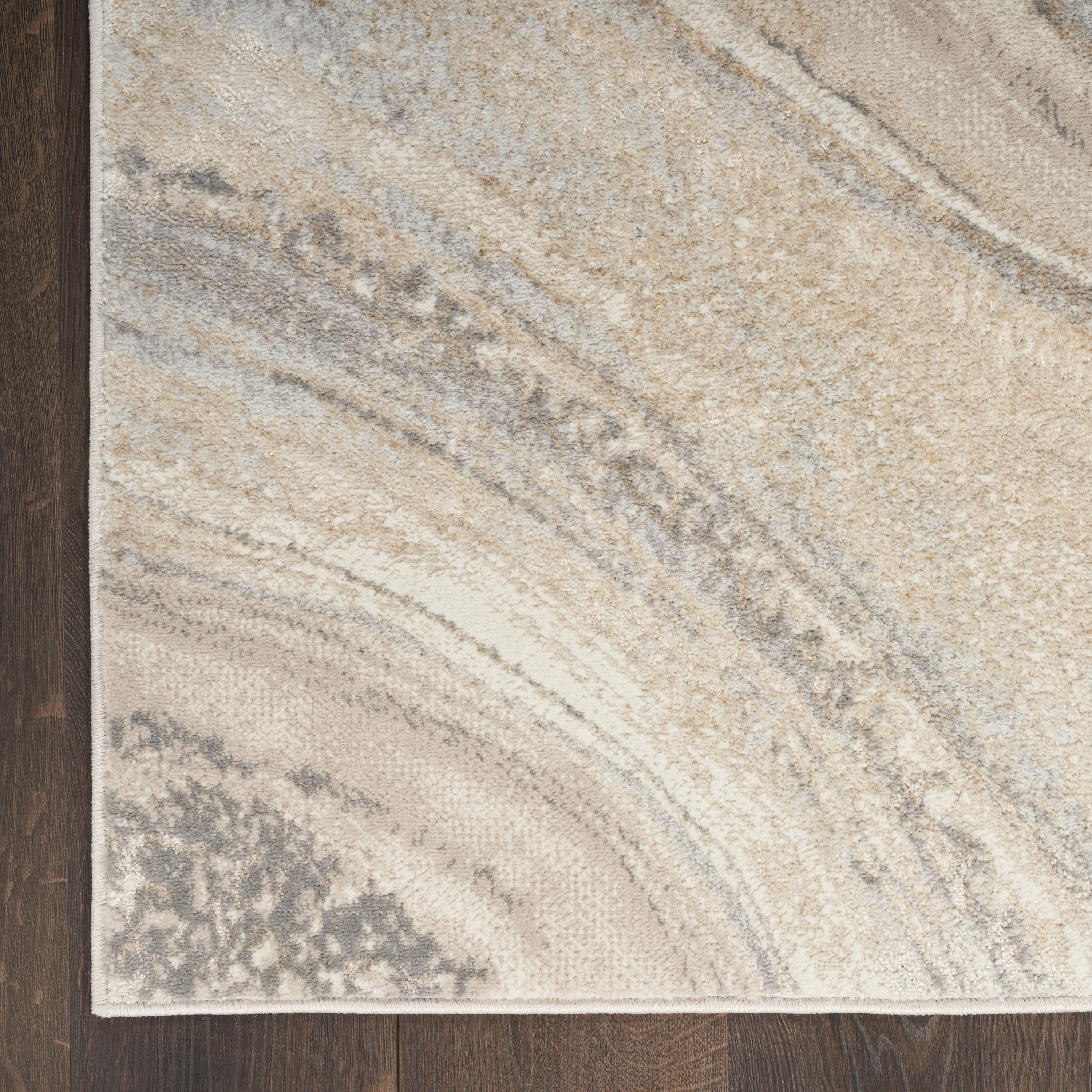 Inspire Me! Home Décor Brushstrokes Abstract Cream Grey 9' x 12' Area Rug (9x12)