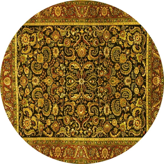 Ahgly Company Indoor Round Persian Yellow Traditional Area Rugs, 6' Round