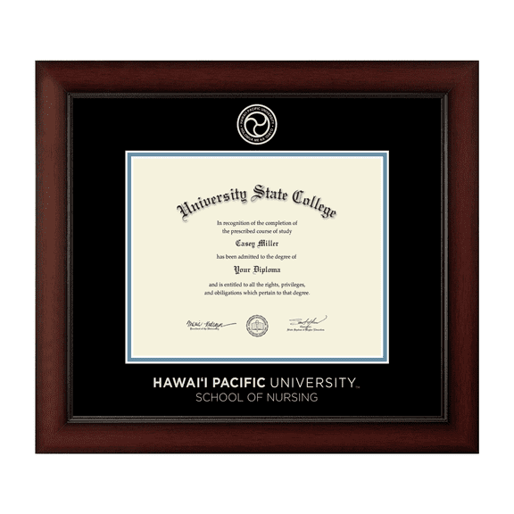 Framerly - HPU Nursing Diploma Frame with Black and Medium Blue Mat